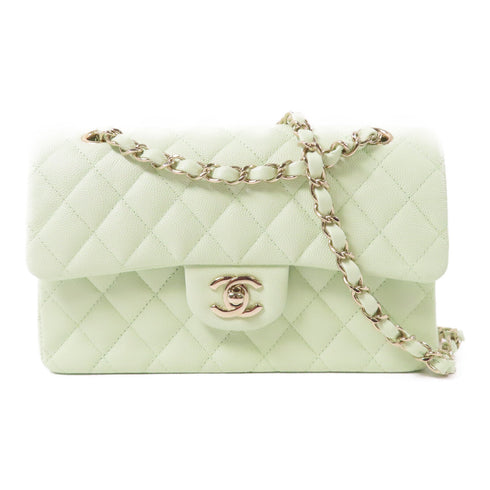 CHANEL CC GHW Classic 23 Chain Shoulder Bag Calfskin Leather Mint Green