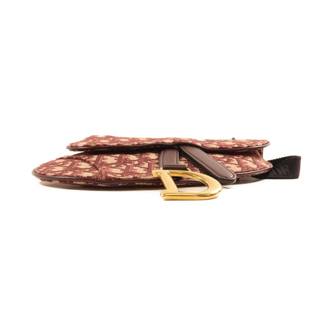 Christian Dior CD Saddle Belt Bag Waist Canvas Red