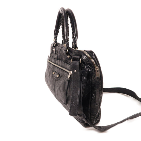 BALENCIAGA SHW 2 Way Shoulder Bag Calfskin Leather Black lux