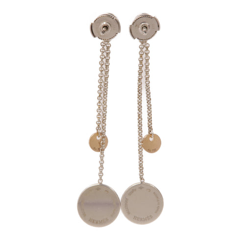 HERMES Ex Libris Earrings 18K Pink Gold 925 Sterling Silver