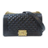 CHANEL Quilted CC GHW Boy Chanel Chain Shoulder Bag 67086 Calfskin Leather Black