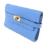 HERMES GHW Kelly Compact Wallet Veau Epsom Leather Blue Paradis