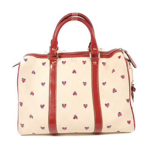 GUCCI GG GHW Hand Bag PVC Coated Canvas Calfskin Leather 193603 White/Red/Navy