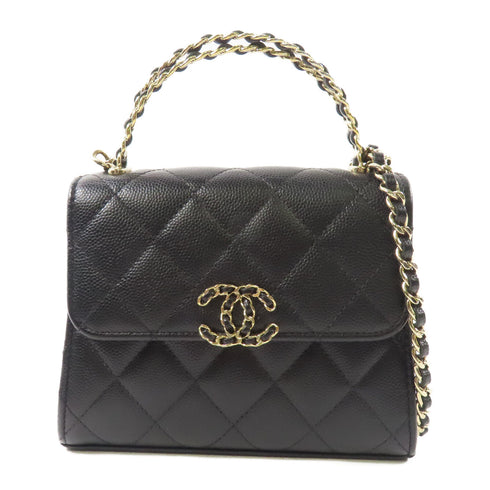 CHANEL CC GHW Chain 2 Way Shoulder Bag Calfskin Leather