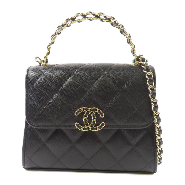 CHANEL CC GHW Chain 2 Way Shoulder Bag Calfskin Leather