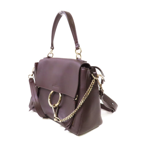 Chloe GHW Faye Day Handbag Shoulder Bag Calfskin Leather 4175665.04 Brown