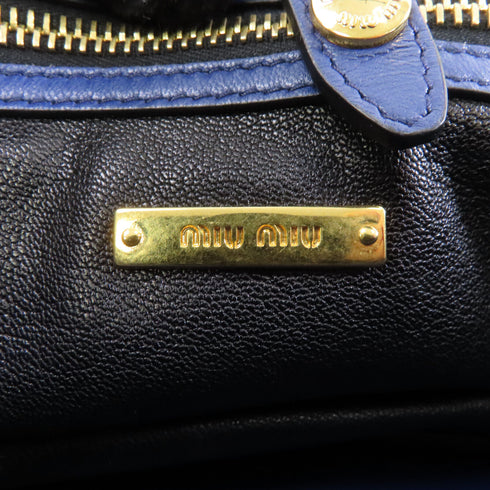 Miu Miu GHW Shoulder Bag Lambskin Leather Blue