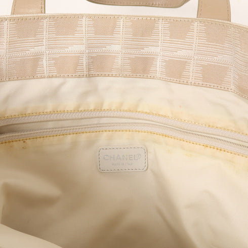 CHANEL CC New Travel Line Tote Bag Handbag Nylon Beige