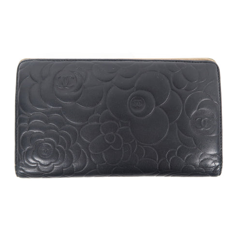 CHANEL CC GHW Long Wallet A36544 Lambskin Leather Black