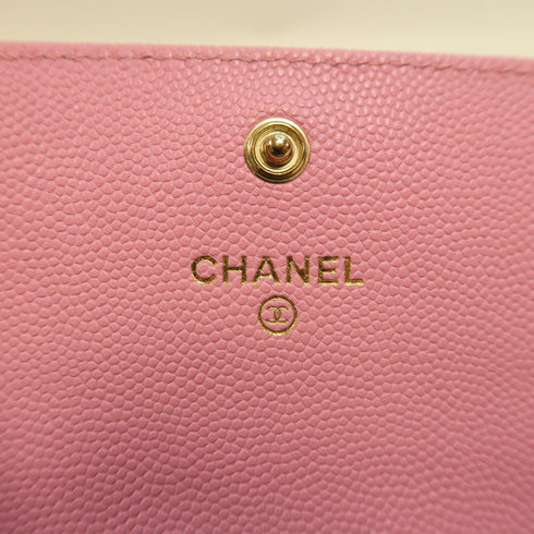 CHANEL Quilted CC GHW Card Case Caviar Leather AP3182 Pink