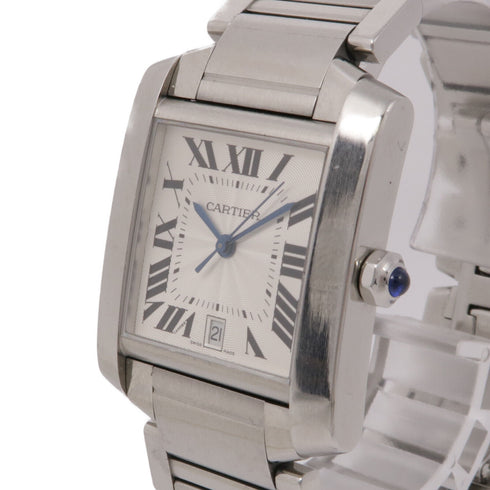 CARTIER Tank Francaise 2302 Automatic Watch Stainless Steel White