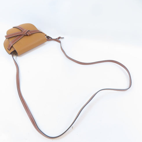 LOEWE GHW Mini Gate Shoulder Crossbody Bag Calfskin Leather Brown