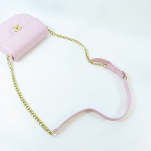 CHANEL Quilted CC GHW Shoulder Crossbody Bag Calfskin Leather Pink