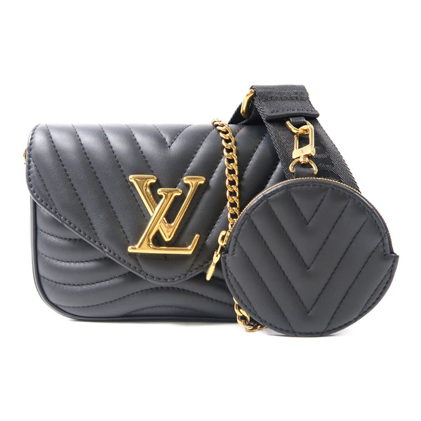 LOUIS VUITTON LV GHW New Wave Shoulder Bag M56461 Calfskin Leather Black