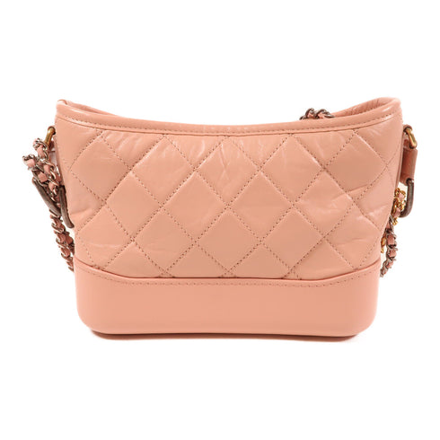 CHANEL CC Gabrielle Small Chain Shoulder Bag Handbag Calfskin Leather Pink