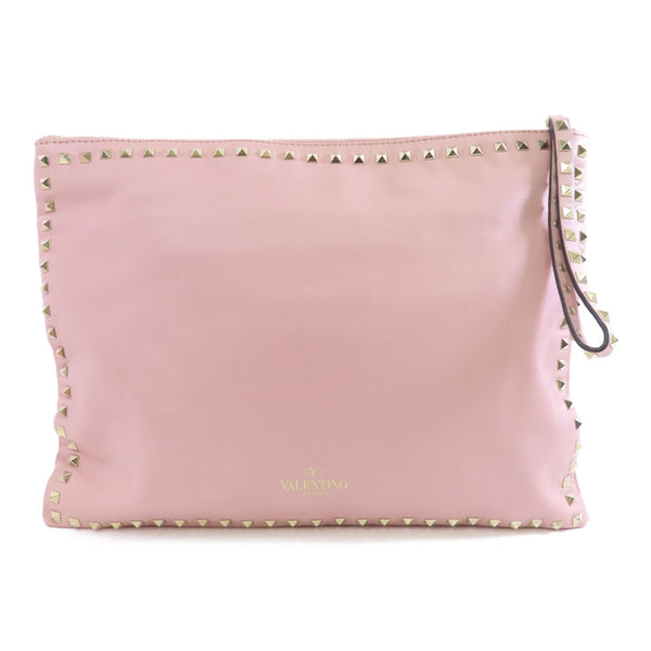 Valentino GHW Clutch Second Bag Calfskin Leather Pink