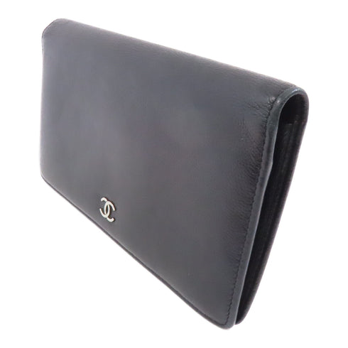 CHANEL CC SHW Long Wallet Calfskin Leather Black