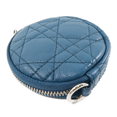 Christian Dior CD SHW Coin Case Purse Calfskin Leather Blue