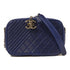 CHANEL CC SHW Chain Shoulder Bag Calfskin Leather Blue v2
