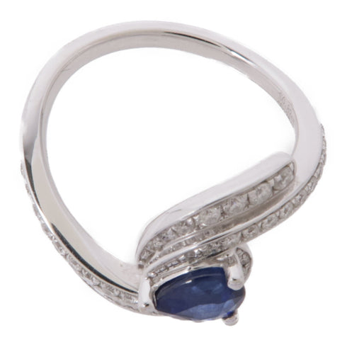 JEWELRY Sapphire Diamond Ring 18K White Gold US#6.5