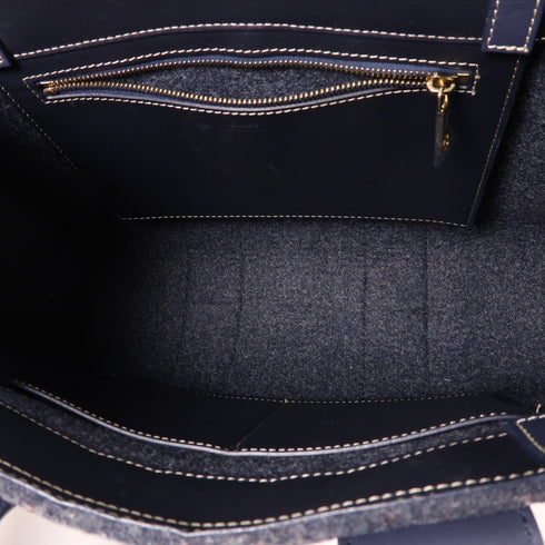 Chloe Woody Shoulder Tote Bag Recycled Felt Blue