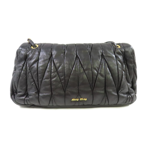 Miu Miu GHW Shoulder Bag Calfskin Leather Black