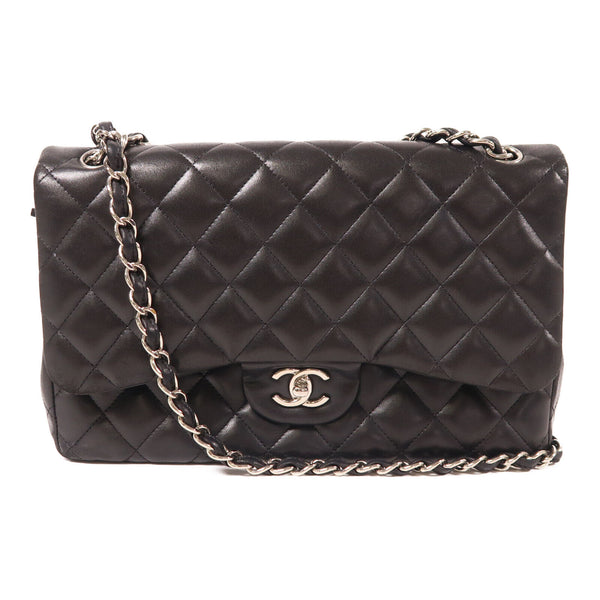 CHANEL CC SHW Large Classic Chain Shoulder Bag Lambskin Leather Black