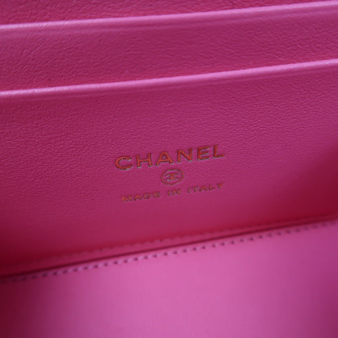 CHANEL Quilted CC GHW Chain Shoulder Bag Calfskin Leather Pink v3