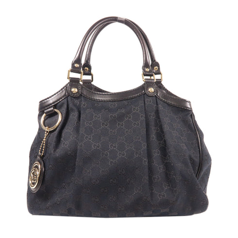 GUCCI GG GHW Shoulder Bag 211904 Canvas Black