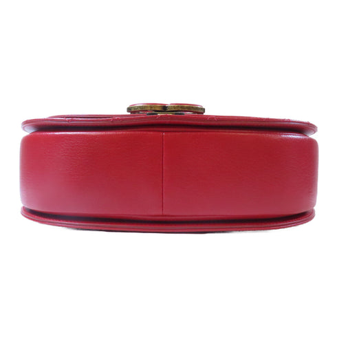 CHANEL Quilted CC GHW 2 Way Chain Shoulder Bag Calfskin Leather Red