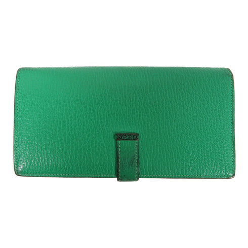 HERMES PHW Bearn Soufflet Wallet 039078CC Chevre Leather Green
