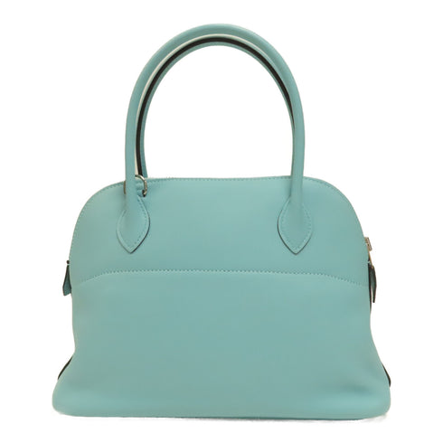 HERMES PHW Bolide 27 2Way Shoulder Bag Handbag Veau Swift Leather Bleu Atoll...