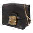 Furla GHW Chain Shoulder Bag Calfskin Leather Black