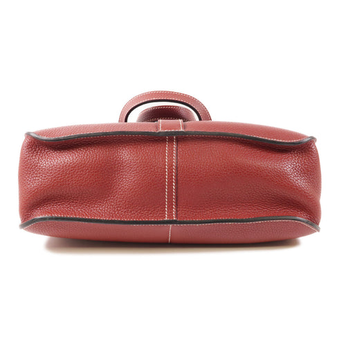 HERMES PHW Halzan 31 2 Way Shoulder Bag Handbag Clemence Leather Rouge H/Red