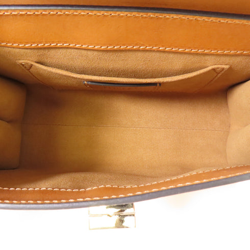 Valentino GHW Shoulder Bag Calfskin Leather Brown