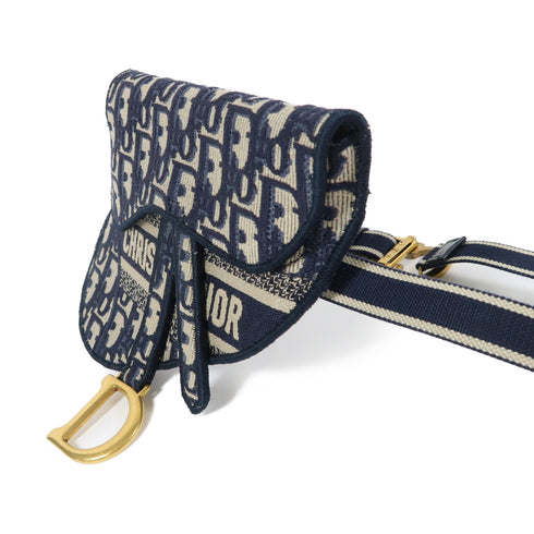 Christian Dior CD GHW Saddle Oblique Waist Bag Canvas Blue