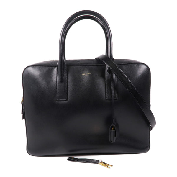 SAINT LAURENT YSL GHW 2 Way Shoulder Bag Handbag 342605 Calfskin Leather Black