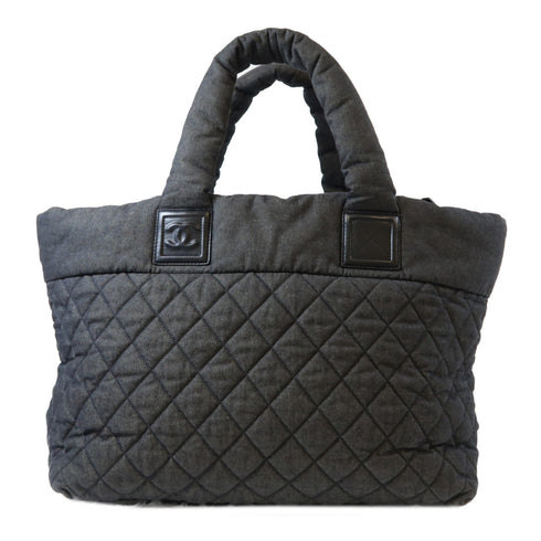 CHANEL Quilted CC SHW Coco Cocoon Tote Bag Canvas Grey