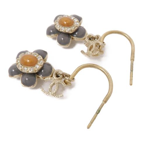 CHANEL CC Earrings Metal Gold/Gray/Orange