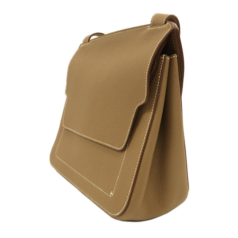 HERMES PHW Mali-Selle PM Shoulder Bag Togo Leather Etoupe