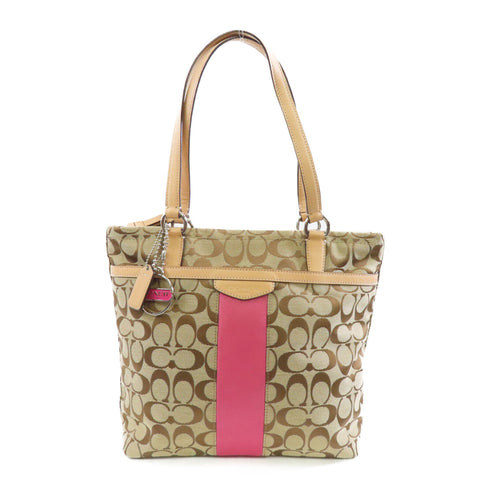 Coach SHW Tote Bag F28504 Canvas Brown/Pink