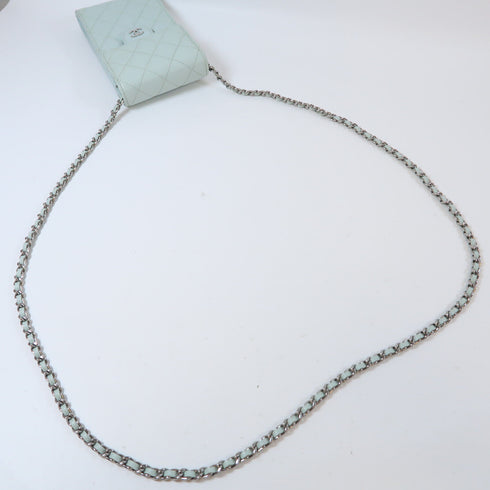 CHANEL Quilted CC SHW Phone Bag Chain Shoulder Bag Calfskin Leather Light Green