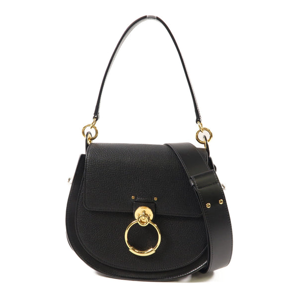 Chloe Tess Bag 2 Way Shoulder Handbag Calfskin Leather Black