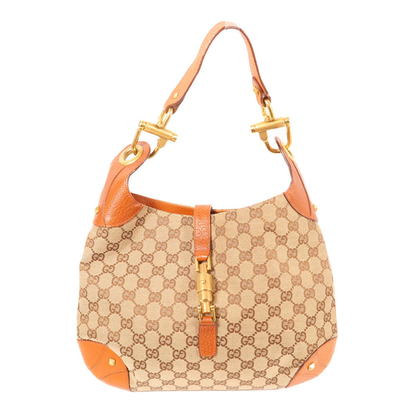 GUCCI GG GHW Shoulder Bag 120888 Canvas/Calfskin Leather