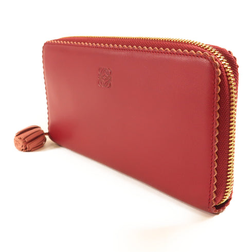 LOEWE GHW Long Wallet Purse 113N95.F13 Lambskin Leather Red