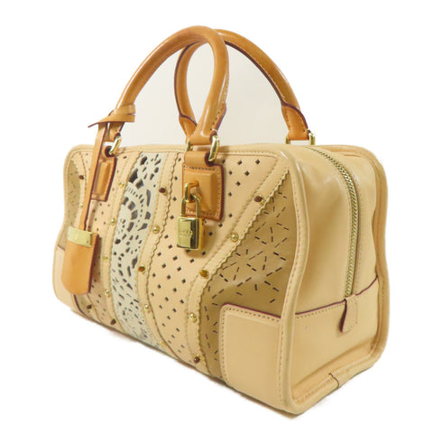 LOEWE GHW Lace Amazona Handbag Lambskin Leather Beige/Brown