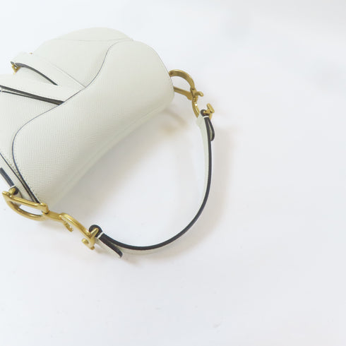 Christian Dior CD GHW Mini Saddle Bag Shoulder Bag M0456CBAA_M030 Calfskin White