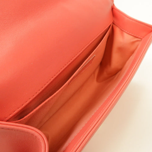 CHANEL Herringbone CC GHW Chevron Boy 25 Chain Shoulder Bag Calfskin Leather