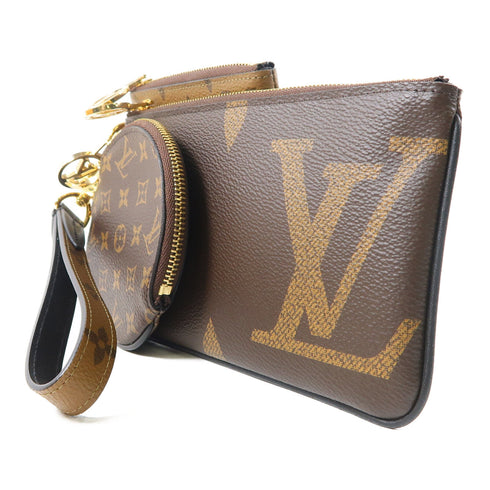 LOUIS VUITTON LV GHW Trio Pouch M68756 Monogram Brown