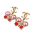 CHANEL CC GHW Earrings L22/C Metal PVC Red Light Purple Gold Tone Color